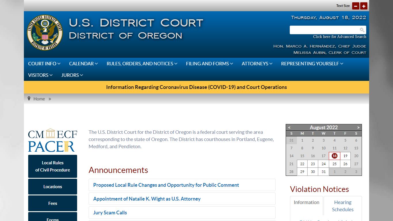 Oregon U.S. District Court